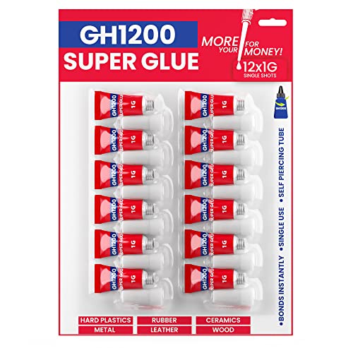 12 Grams Super Glue All Purpose with Anti Clog Cap. Ca Glue - Adhesive SuperGlue. Cyanoacrylate Glue for Hard Plastics, DIY Craft, Metal (12 g)