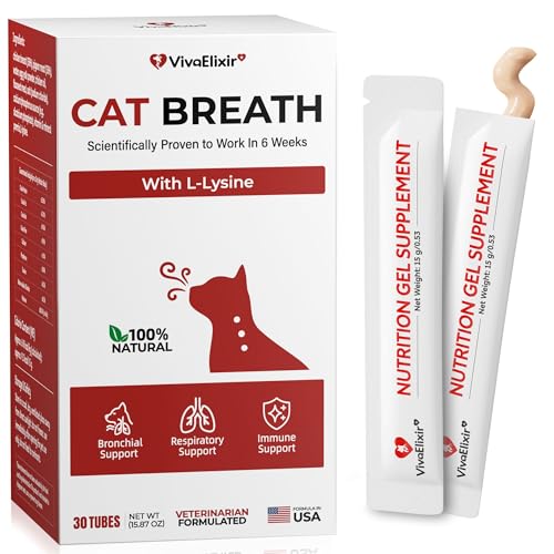 Lysine for Cats, Helps Reduce Sneezing, Coughing, Runny Nose & Upper Respiratory Treatment – Taurine + Echinacea Immune Support – Cat Cold, Asthma & Nose Relief – Respiratory Support Bars