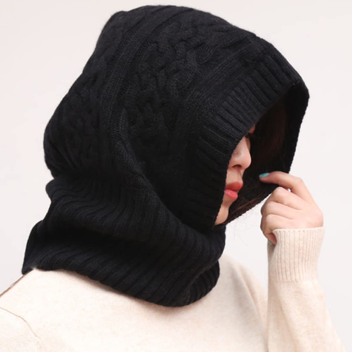 regalos divertidos para hombres， Bufanda con capucha de cachemira 100% for hombre y mujer, cálida, de punto, for invierno, for la cabeza y el cuello.