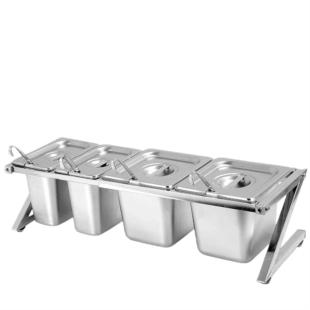 GTHTUHFD Stainless Steel Food Container Set With Lids - Condiment Dispenser & Spice Rack Organizer For Kitchen Countertop Seasoning Storage,9