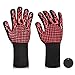 Produktbild Braoses Grillhandschuhe Ofenhandschuhe Hitzebeständige bis zu 800 °C, Universalgröße Kochhandschuhe Backhandschuhe Mit Topf Untersetzer, rutschfeste Grill Handschuhe für BBQ Kochen Backofen(Rot)