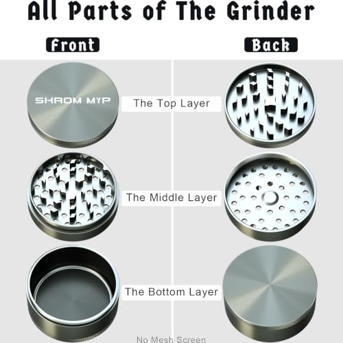 Image of Spice Grinder, Aluminum Large 3 inch Kitchen Grinder (Grey)