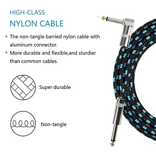 DY.2ten Professional Guitar Lead 3ft 6.35mm 1/4" Braided Noiseless 1 Meter Guitar Amp Lead L Shaped 90 Degrees Jack Straight to Right Angle Instrument Cord for Electric Guitar Bass - Image 4