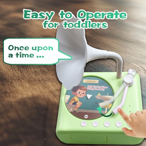 Image of Kids Music Record Player with Speakers - 96 Recorded & 8 DIY Discs, Bluetooth Song Story Machine, Portable Retro Phonograph for Toddlers in School Gifts for Boys Girls Ages 3-12 (Green)