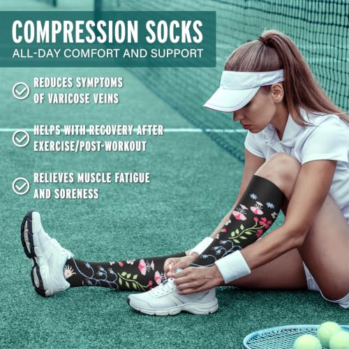 Image of 3 Pairs Compression Socks for Women & Men 15-20 mmHg- Best Support for Nurses, Running, Hiking, Recovery & Flight Socks
