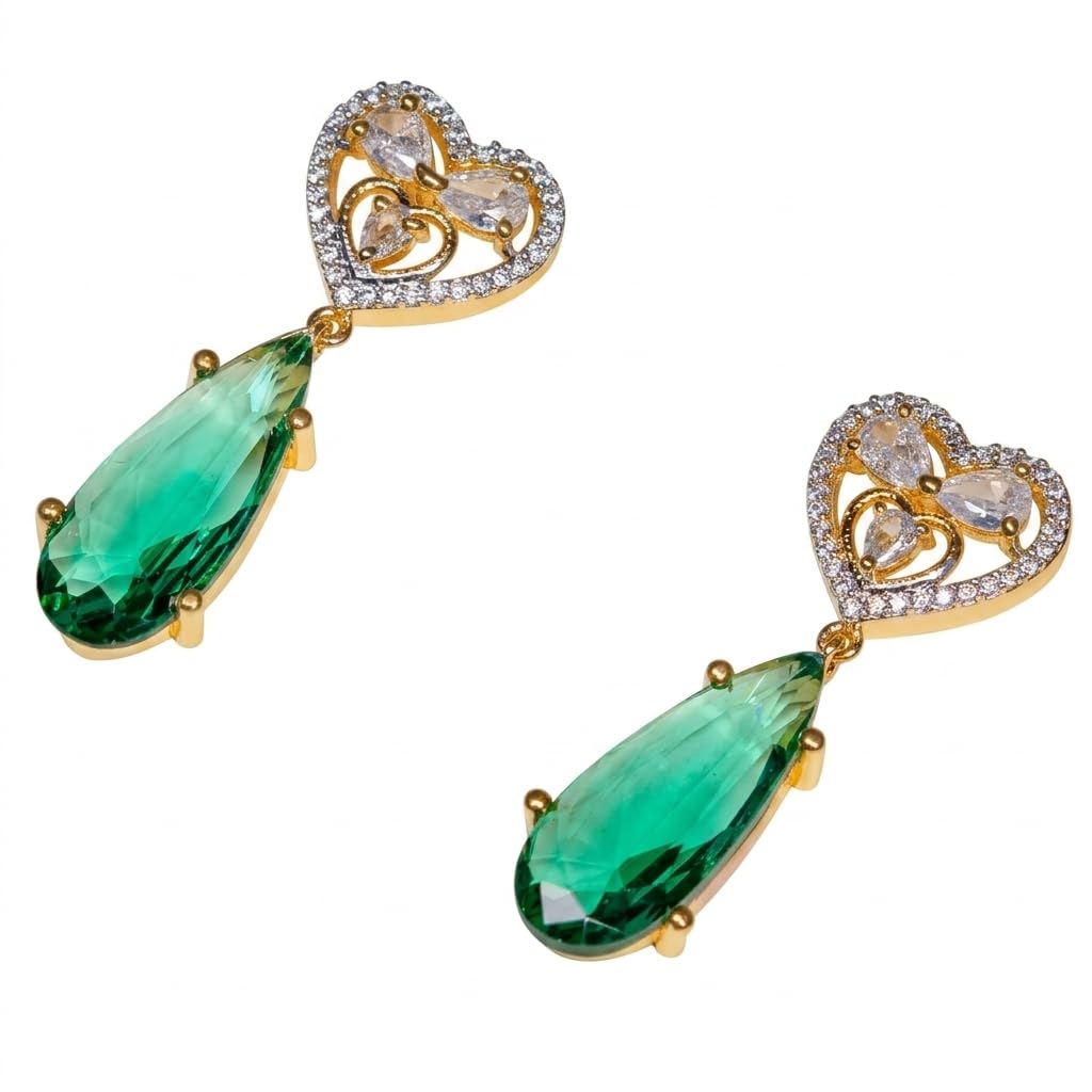 Aurasme Rhodium-Plated American Diamond (CZ) Studded Handmade Teardrop and Heart Shaped Drop Earrings For Girls and Women - Review, Price and Buying Guide