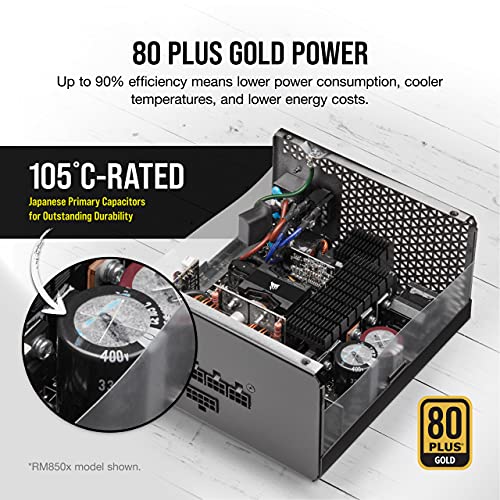 Image of CORSAIR RM550x Fully Modular ATX Power Supply - 80 Plus Gold - Low-Noise Fan - Zero RPM - Black