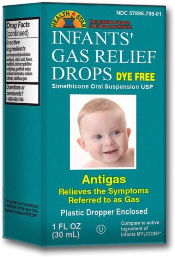GeriCare Infants Gas Relief Simethicone Drops for Stomach Discomfort, Safe & Gentle 20mg Drops, Child Anti-Gas, 1 Fl Oz