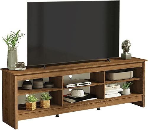 Madesa Soporte de televisión con 4 estantes y gestión de cables para televisores de hasta 75 pulgadas madera rústico