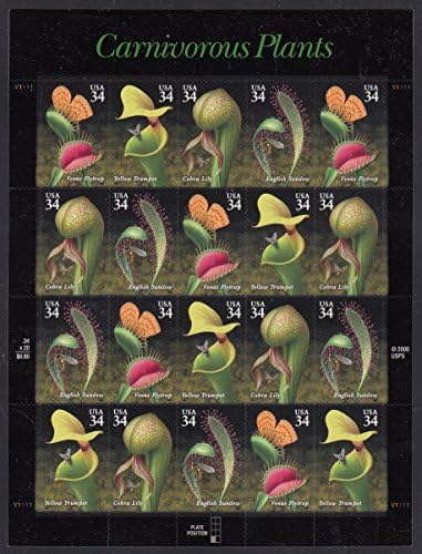 Carnivorous Plants Sheet of Twenty 34 Cent Stamps Scott 3531a by USPS