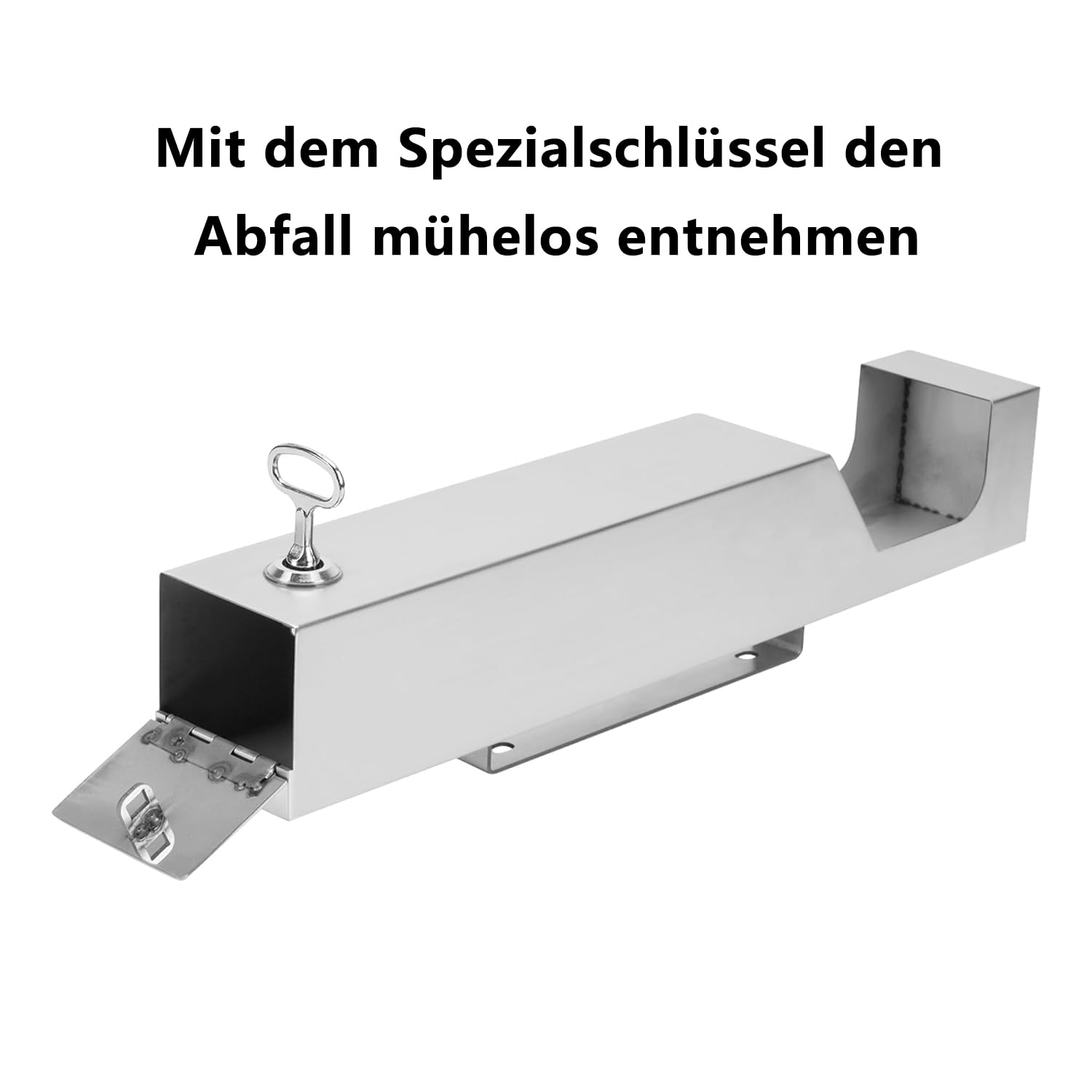 Wandmontierter großer Mülleimer, Schließbar Abfallbehälter aus Edelstahl, Müllständer für den Außenbereich, Regenfester Müllbehälter mit Schlüssel 8x8x49cm, silber trash (Quadratisch)