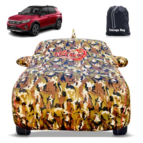 Image of Premium Car Cover for Honda's WR-V Model | Waterproof, UV & Dust Protection | Mirror & Antenna Pocket | Triple Stitched, Soft Inner Lining, Belt & Buckle (Jungle Print)