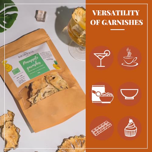 Image of Bab Louie & Co. Dehydrated Pineapple Slices for Cocktail Garnish, 100% Natural Dried Fruits for Drinks, Gluten Free, Vegan (Pack of 5, 50 Gram Each)