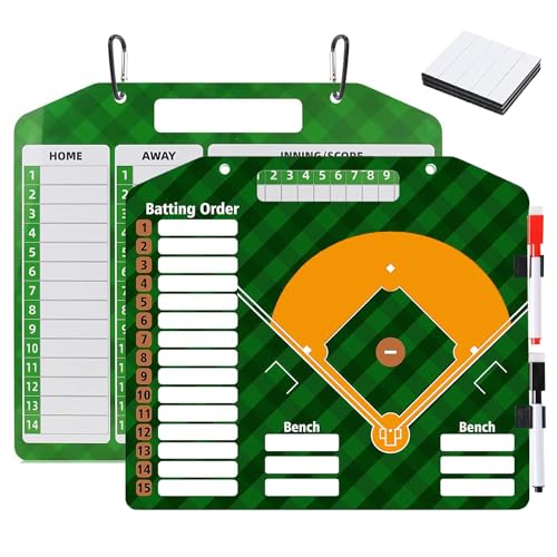 Magnetic Baseball Lineup Board for Coach | Baseball Lineup Board for Dugout | Baseball Clipboard for Coaches | Baseball Dry Erase Coaching Board | Double-Sided Coaches Whiteboard