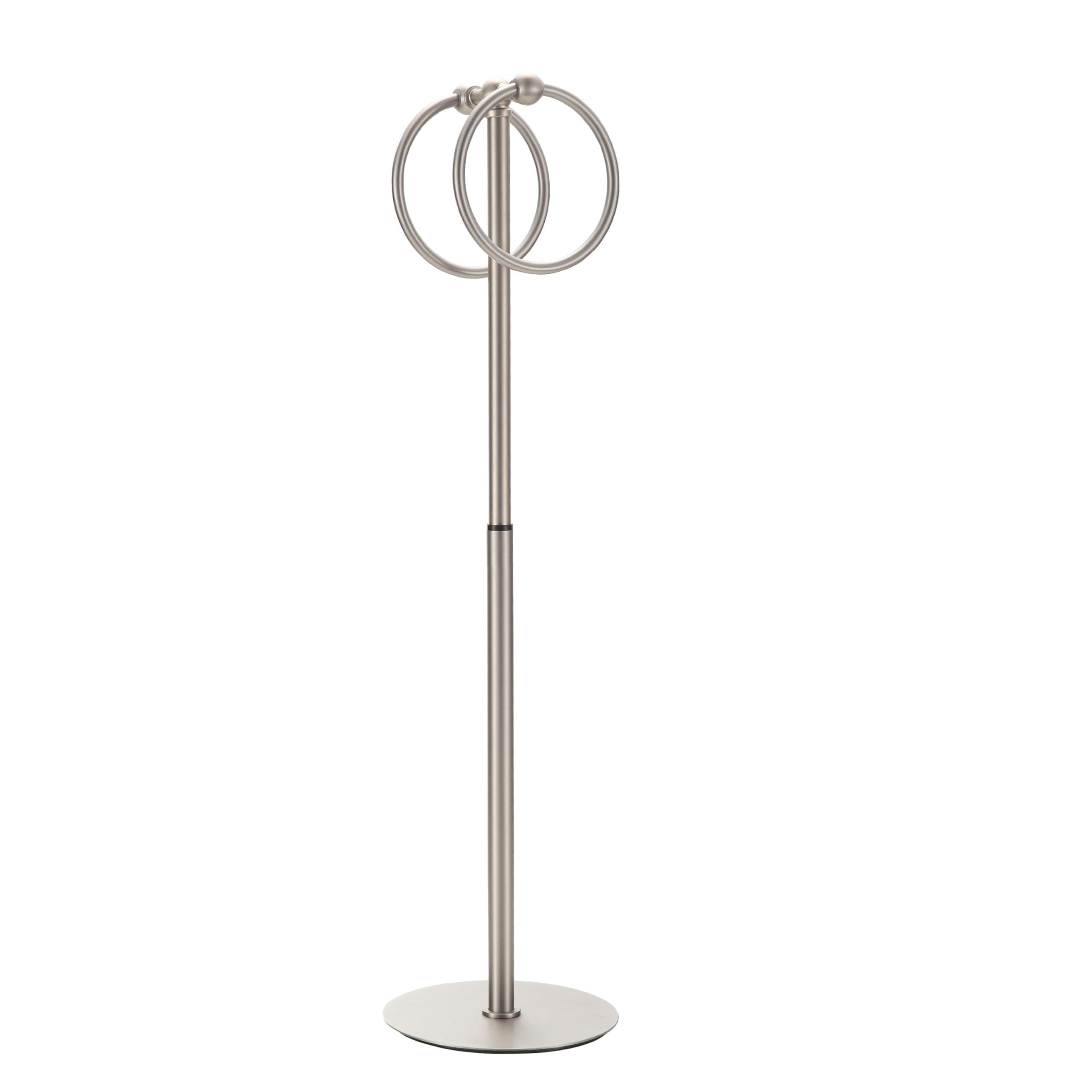 KLDKLD Adjustable Brush Nickel Towel Rack,Freestanding Bathroom Towel Holder