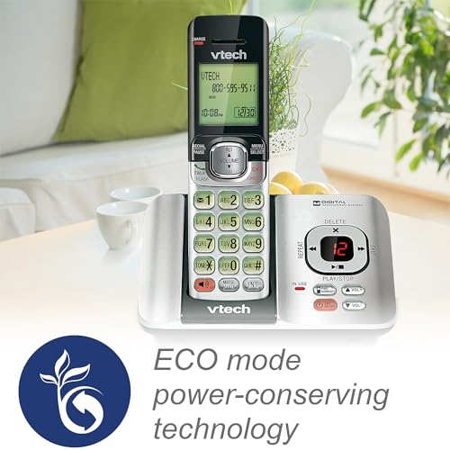 Image of VTech CS6529-5 5-Handset DECT 6.0 Cordless Phone, Silver /Black | Answering System, Caller ID /Call Waiting, Wall-Mountable, LCD Screen, Handset Speakerphone