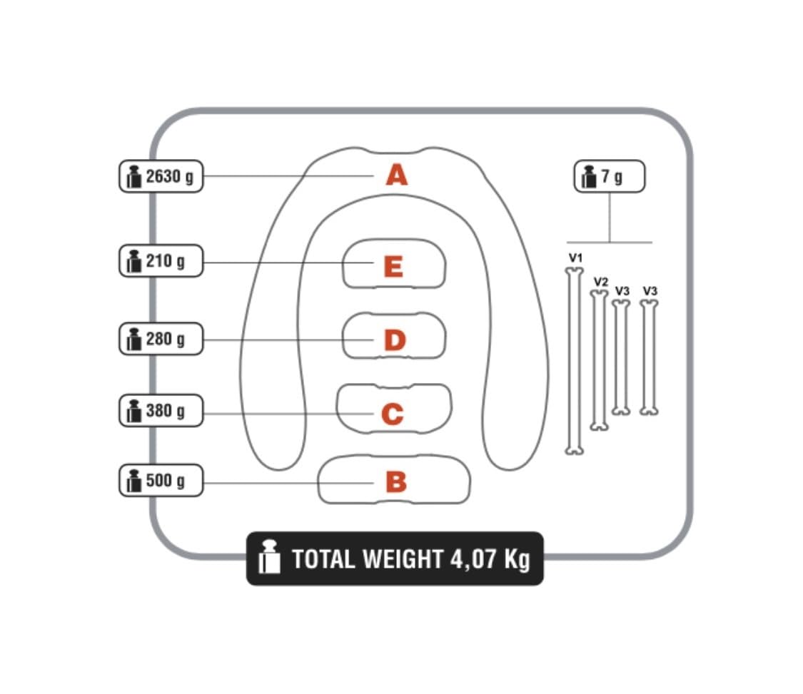 C4 Dyno-Halsband 4 kg für modulare Apnoe rot oder schwarz und zusätzliche Segmente von 280 Gramm