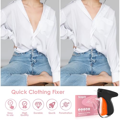 Image of Stitch Gun for Clothes - Handheld Stitch Gun Quick Clothing Fixer - Mini Sewing Kit Micro Tagging Gun - Includes 6 Needle, 1000 Black Fasteners & 1000 White Fasteners