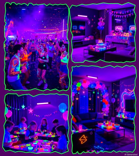 Image of TigQiang 42W 2 Pack Black Light, Glow Party Supplies, Halloween Blacklight