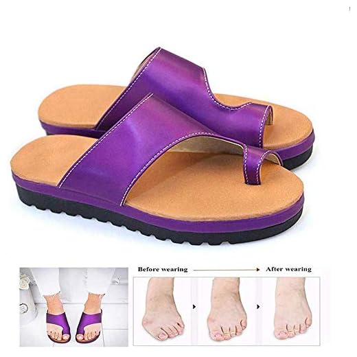 XXZ dam Big Toe Hallux Valgus stöd plattform sandaler skor för behandling bekväma plattform sandaler skor sommar strand resa skor bunion Splints 6 lila 39 EU