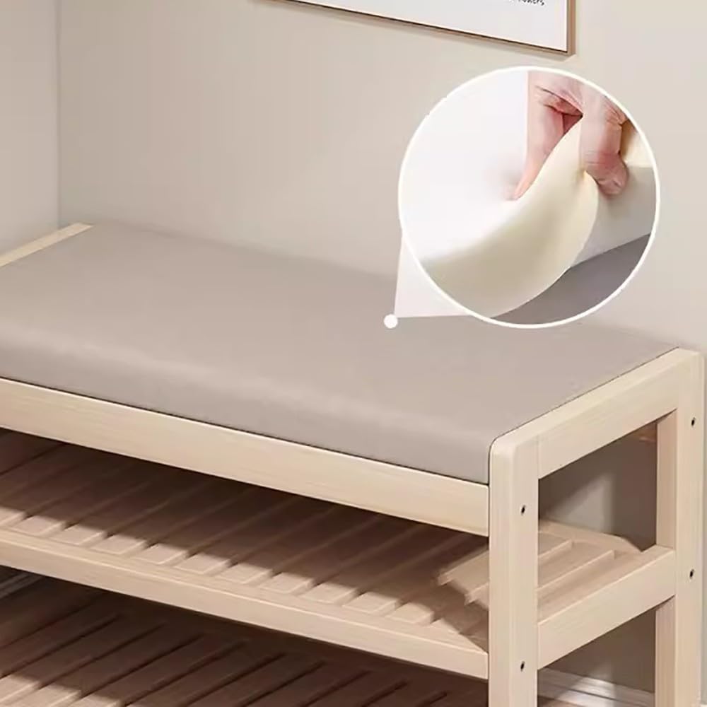 Árbol de pasillo de entrada con banco y 12 ganchos, estante de almacenamiento de almacenamiento de organizador de zapata de rack de abrigo 3 en 1 para baño, muebles de madera resistentes con fácil mon