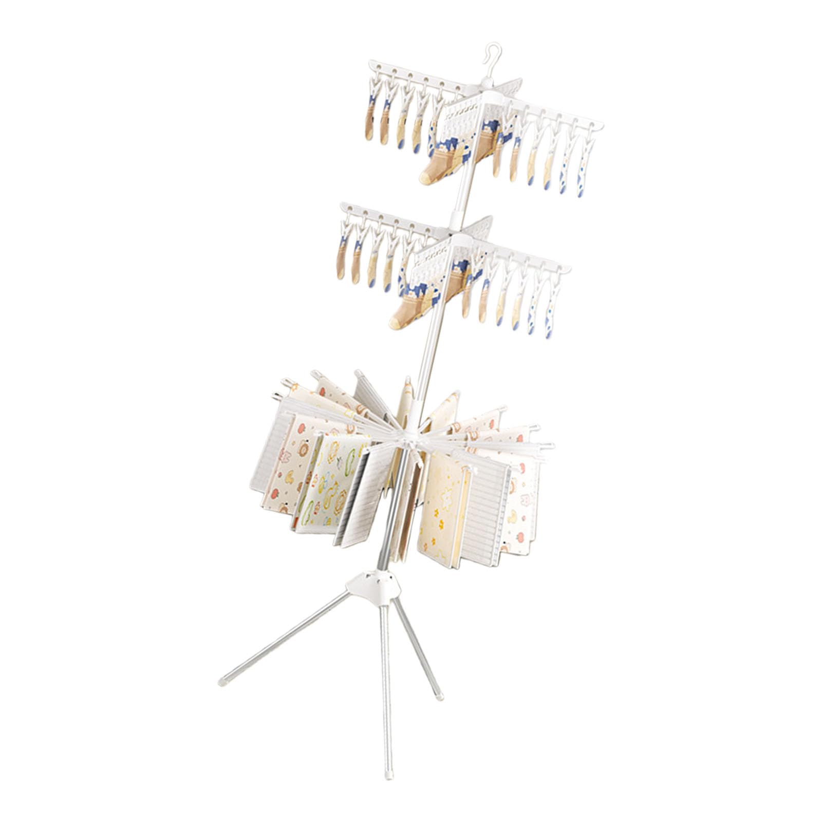 HDOYTXXM Multiple Functional 3 Rank Pliable Drying Rack Constructed of Rustless Includes Disks for Easy Motion and Fasteners for Addons Space Saving Rack
