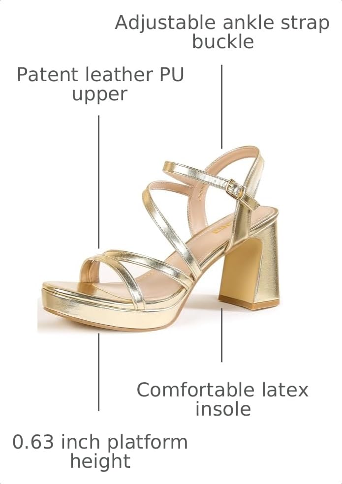 Image of rsxses Platform Chunky Heels for Women Ankle Strap Heels Strappy Sandals with Open Toe Wedding Prom Bridal Women Dress Shoes