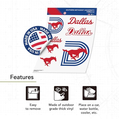 Autocollant SMU Mustangs vinyle anti-bulle pour ordinateur et gourde - 3
