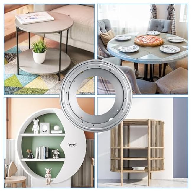 RHBLME 6 Pack 12 Inch Lazy Susan Hardware, 5/16 Thick Turntable Bearings, 1000Lbs Rotating Bearing Plate Heavy Duty Lazy Susan for Rotating Table, Corner Shelves, Book Case, Serving Tray