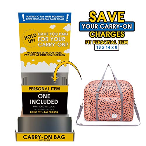 For Airlines Foldable Travel Duffel Bag Tote Carry on Luggage Sport Duffle Weekender Overnight for Women and Girls (Leopard-1109)