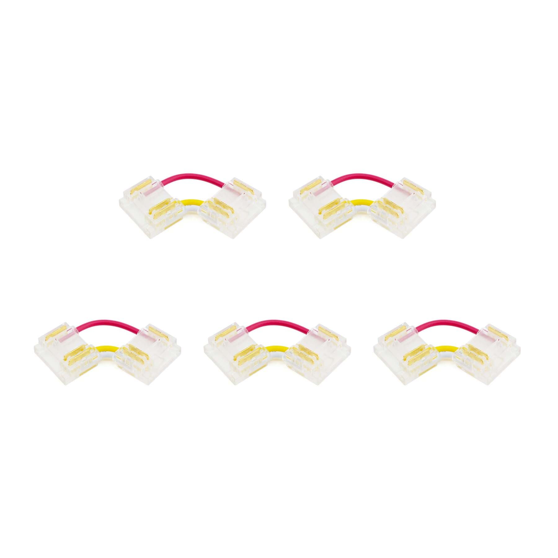 G.W.S® Solderless L Shape Corner Connectors, for 12mm Wide 3 Pin CCT/Pixel LED COB Strip Lights, Pack of 5