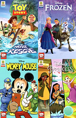 Disney Princess, Mickey Mouse, Frozen, Toy Story Comics Book - Issue 4 (Set of 4 Books)