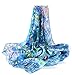 Produktbild prettystern Damen Handrolliert Seiden-tuch blau Umschlag-Tuch Blau 90 Cm Monet 100% Seide - Wasserlilien P773