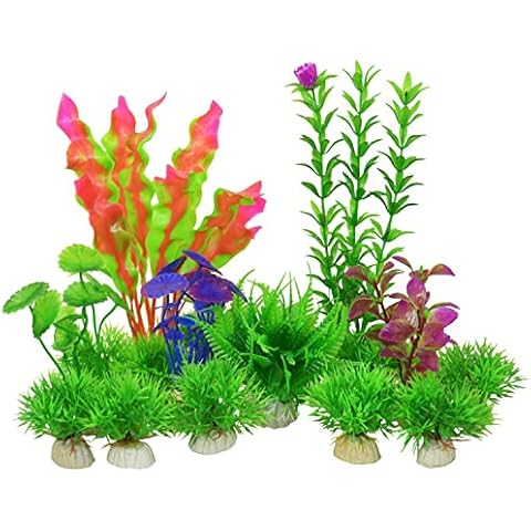 Ruining Plastikpflanzen für Aquarien Aquarium Wasserpflanzen Fisch Tank Dekoration Künstliche Wasserpflanzen bunt Kunstpflanzen Aquariumdekor Cover