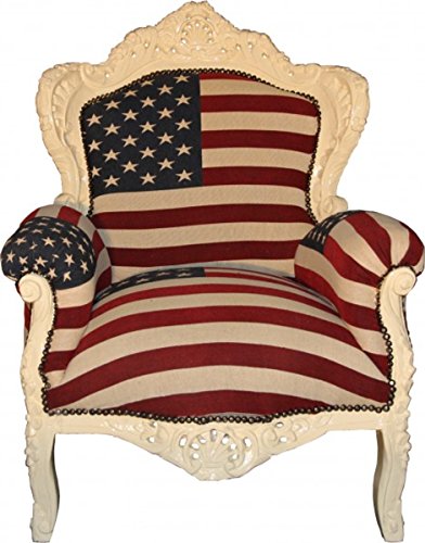 Casa Padrino Baroque Fauteuil 'King' USA/crème – Meubles de style antique American Drapeau des États-Unis