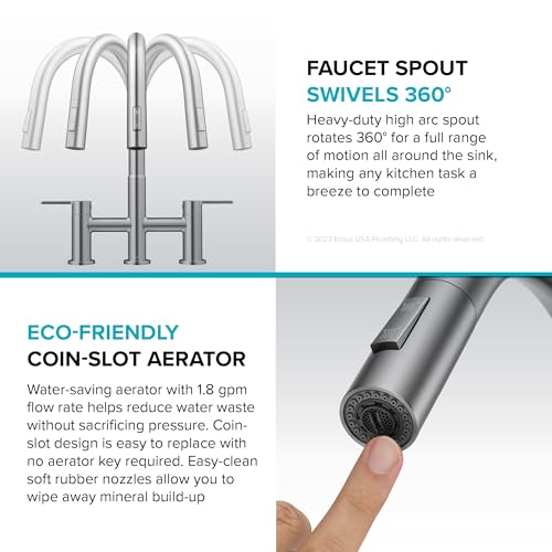 Image of KRAUS Oletto Bridge Kitchen Faucet with Pull-Down Sprayhead in Spot-Free Antique Champagne Bronze, KPF-3122SFACB