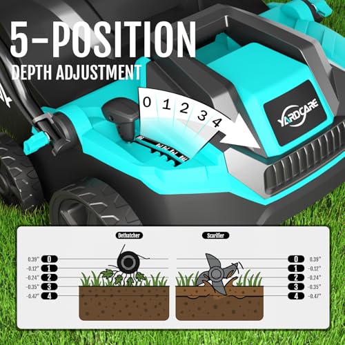 Electric Dethatcher and Scarifier, 2-in-1 Lawn Dethatcher with 10.5 Gal Thatch Bag, 5-Position Height Adjustment, Dual Switch, Walk Behind for Yard Lawn Garden Care