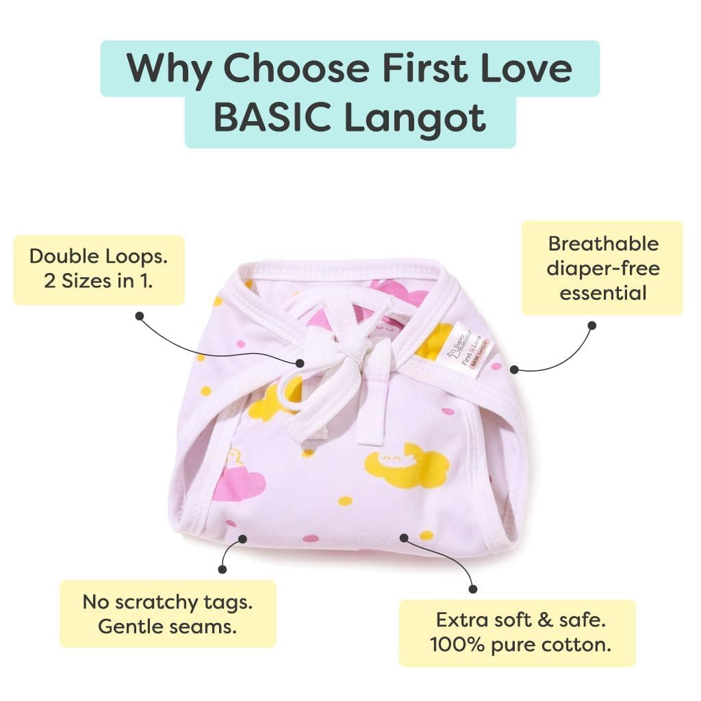 superbottoms Basic Langot | New born Baby Essential | 100% Pure Cotton Double Layered | Extra Soft & Breathable Nappy For Baby Girl And Baby Boy | Fits Medium To Large | Up To 5 Kg (0-9 Months) 18 Pcs - Image 2 thumbnail