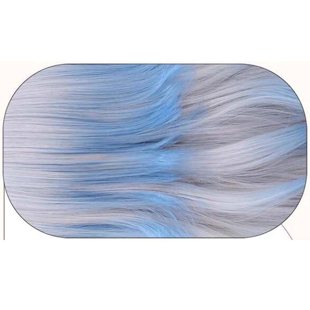 Silver and Blue Gradient Wig with Bangs Long Straight Ombre Natural Hair Japanese Cute Lolita Synthetic Wig