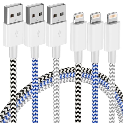 iPhone Charger 3 Pack Lightning Cable 3FT [Apple MFi Certified] Nylon Braided Cable Fast Charger Cord for iPhone 14 13 12 11 Pro Max XR XS X 8 7 and More
