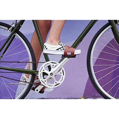 Oopsmark's Pedal Belt Toe Straps for Fixed Gear, Fixie, Single Speed Bikes and Bicycles (Brown) Cover