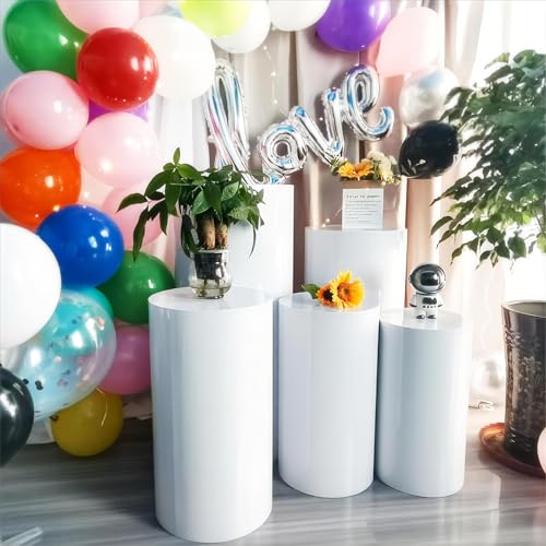 Présentoirs cylindriques en métal blancs (lot de 5) pour l'aménagement d'événements