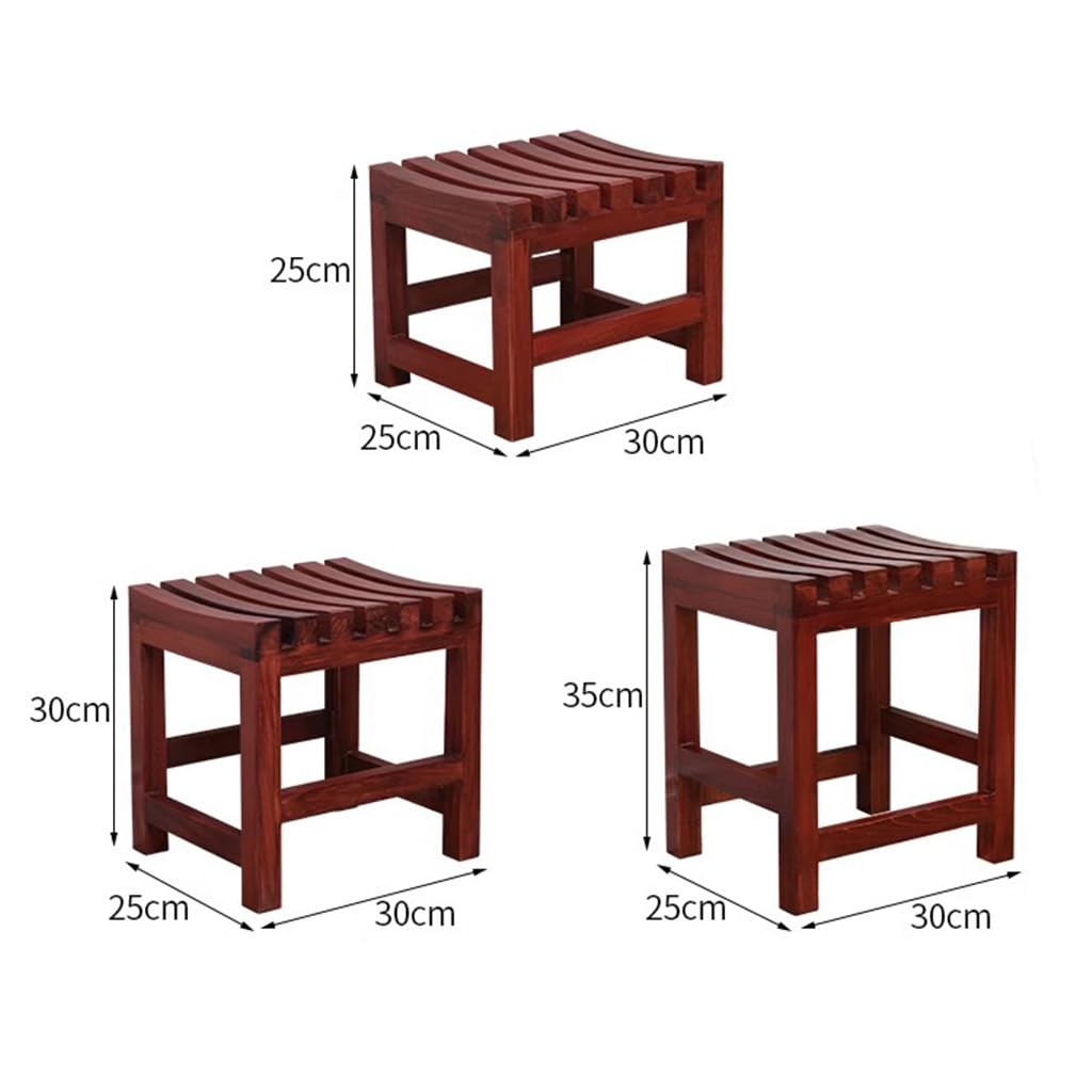 Taburete de ducha de madera para baño, impermeable, antideslizante, asiento bajo para sala de estar, dormitorio, pasillo, banco de cambio de zapatos duradero y versátil