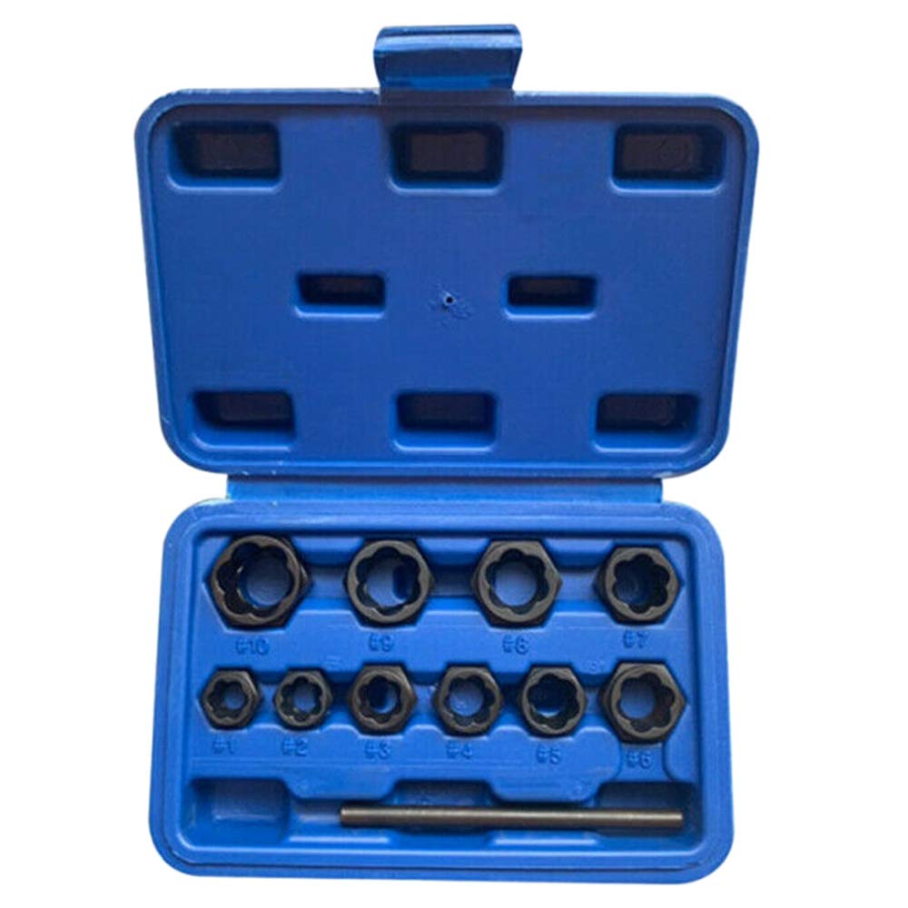 Hduacuge 11Pcs Damaged Lug Nut and Lock Remover Twist Socket Set Screw Extractor Tools