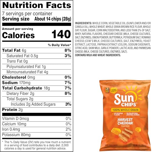 Sunchips Multigrain Snacks Harvest Cheddar, 7 Oz
