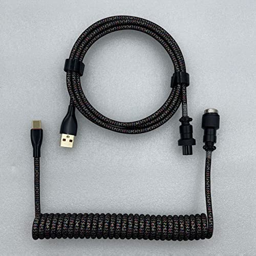 Image of CALANDIS 1.8M USB to Type C Coiled Cable Black DIY Extendable for Mechanical Keyboard