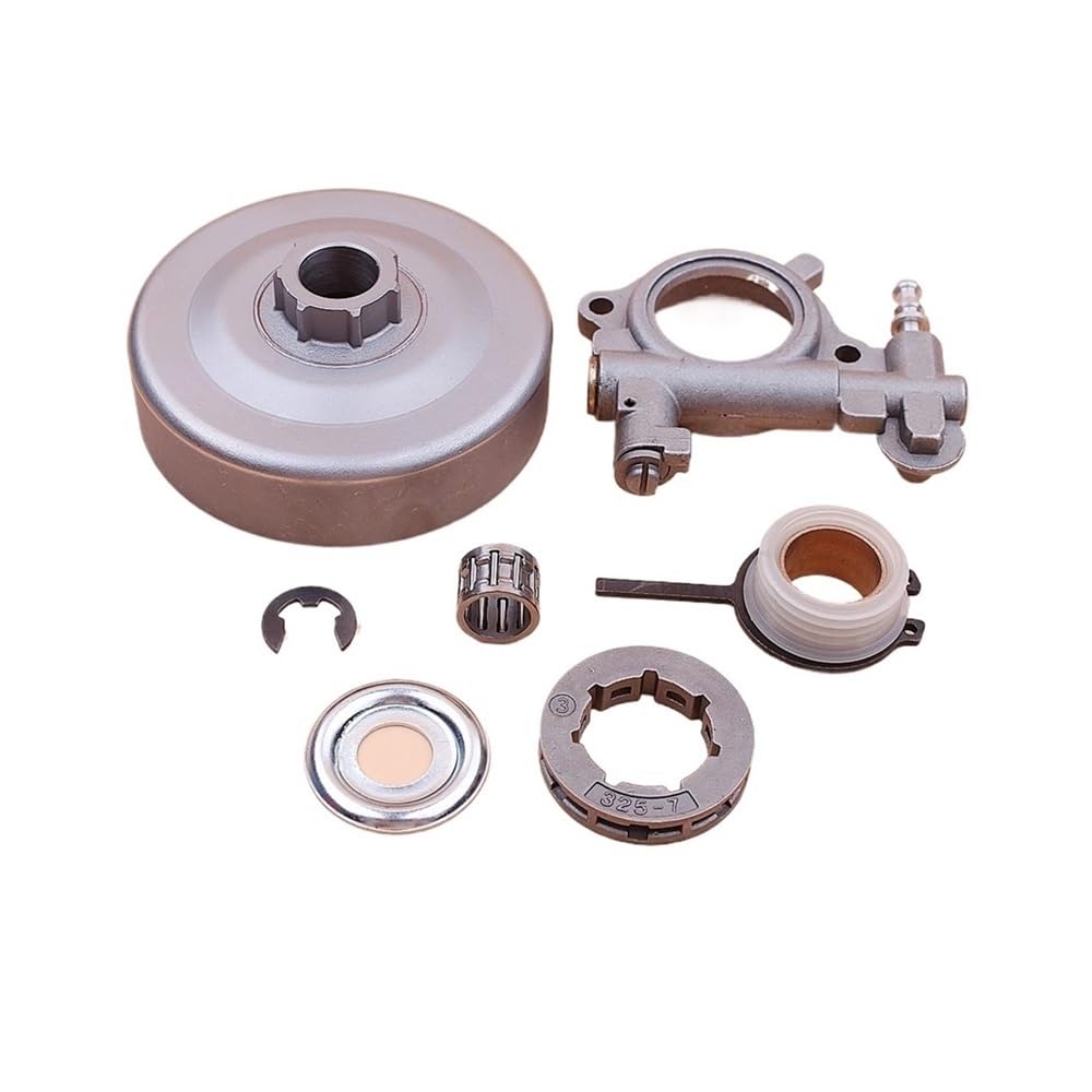 Tambor de Embrague de Motosierra Compatible con piñón de llanta 026 MS260 Bomba de Aceite Cojinete de Agujas Piezas de Repuesto for Motosierra