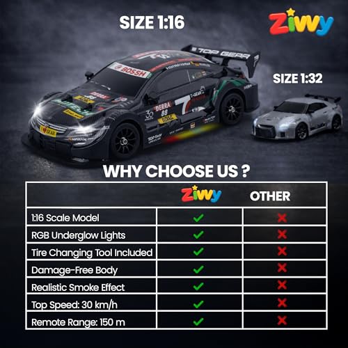 Image of Big Remote Control Car Black | 2.4G Remote Control Drift RC Car with 150m Range, Neon Lights & Music | Rechargeable RC Racing Toy | Best Gift for Boys & Girls 2 3 4 5 6 7 8+ Years