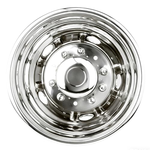 Image of 4pcs 19.5 inch Dually Wheel Simulators for Dodge Ram 4500 /5500 05-11 | 304 Stainless Steel, 10 Lug 5 Hand Bolt On, Front Rear, Screw-On Liners Hub Caps,Wheel Covers