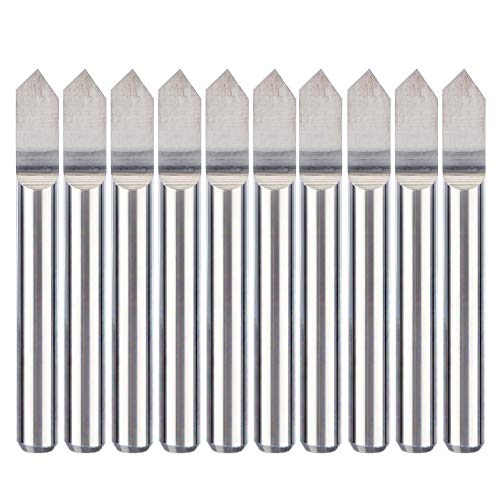 HUHAO CNC Engraving Bits, 90 Degree V Bits High-Precision Carbide Router Metal Engraving Bits 3.175mm 1/8" Shank 0.3mm Tip Dia Conical Engraving V-bits for PCB Wood Acrylic 10pcs